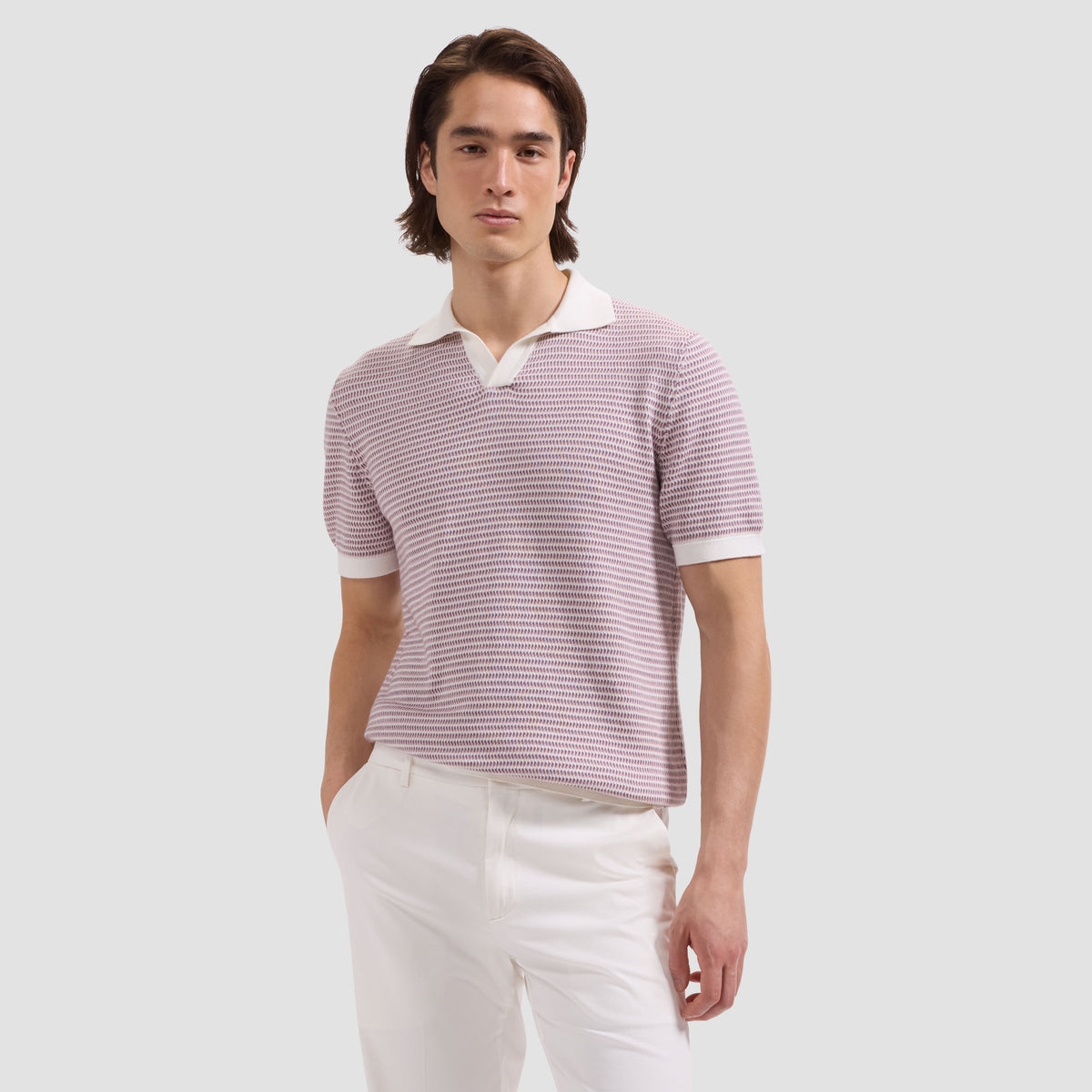 Bugatchi Textured Johnny Collar Short-Sleeve Sweater